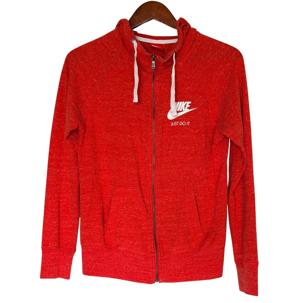 Nike Hoodie Womens S Gym Vintage Red Full Zip Just Do It 726057-696 EUC